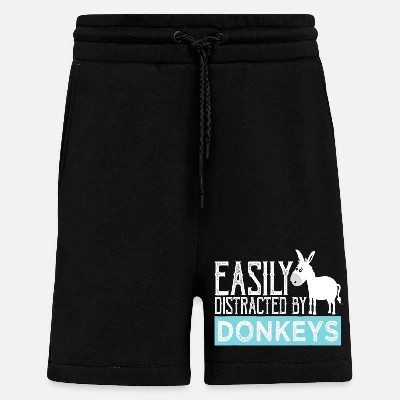 Facilement distrait par les ânes - Short bio décontracté fabriqué en UE - SOLID BLACK