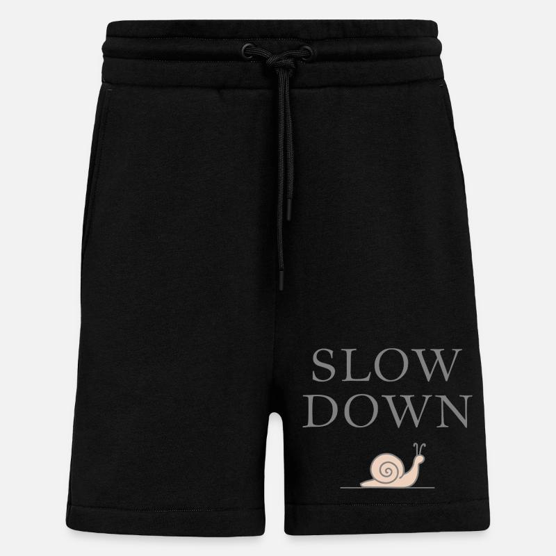 Slow Down Snail Deceleration Mindfulness - Shorts - made by SPREAD - SOLID BLACK