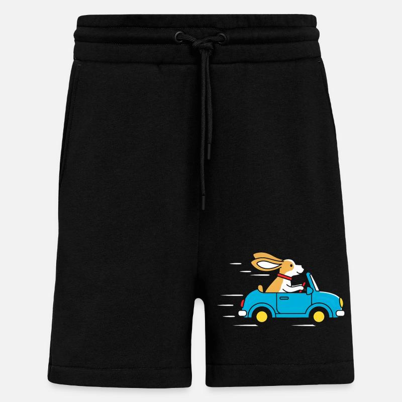 Lapin dans une cabriolet : Bonne conduite - Short bio décontracté fabriqué en UE - SOLID BLACK