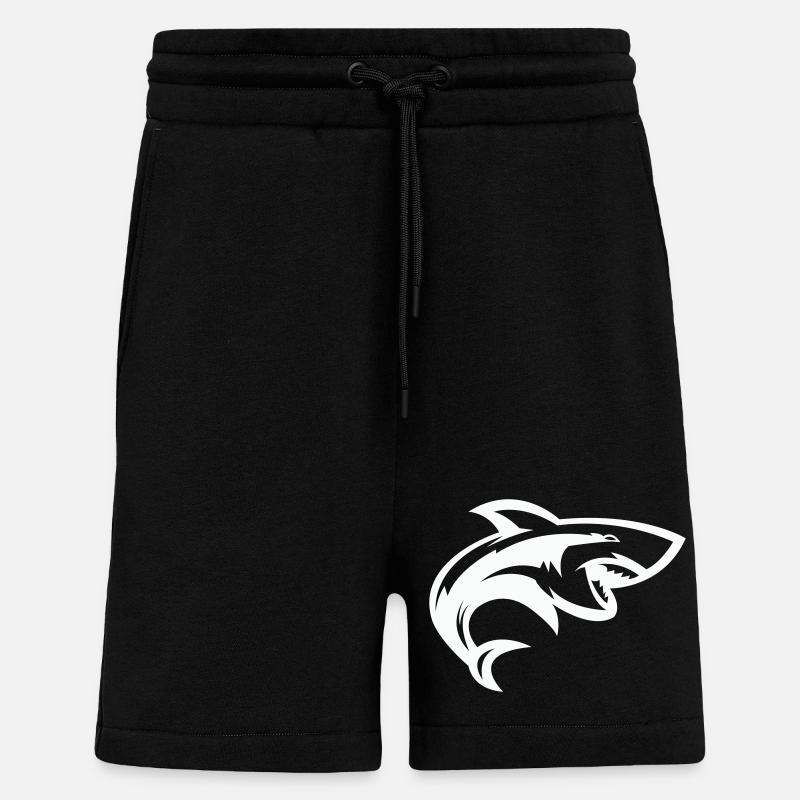 Tête de requin stylisée - Short bio décontracté fabriqué en UE - SOLID BLACK