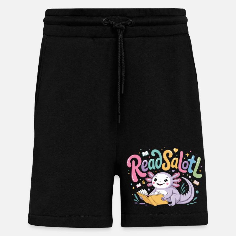 Axolotl Reader T-Shirt ReadSalotl Book - Short bio décontracté fabriqué en UE - SOLID BLACK