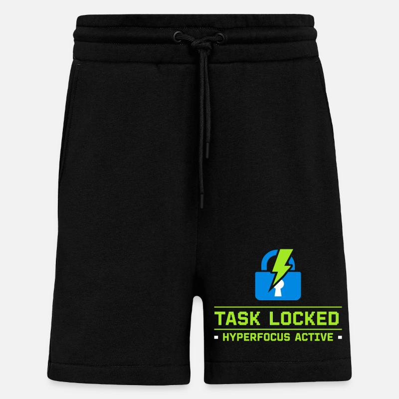 TDAH, mode hyperfocalisation, TDAH, humour Neurodivergent - Short bio décontracté fabriqué en UE - SOLID BLACK