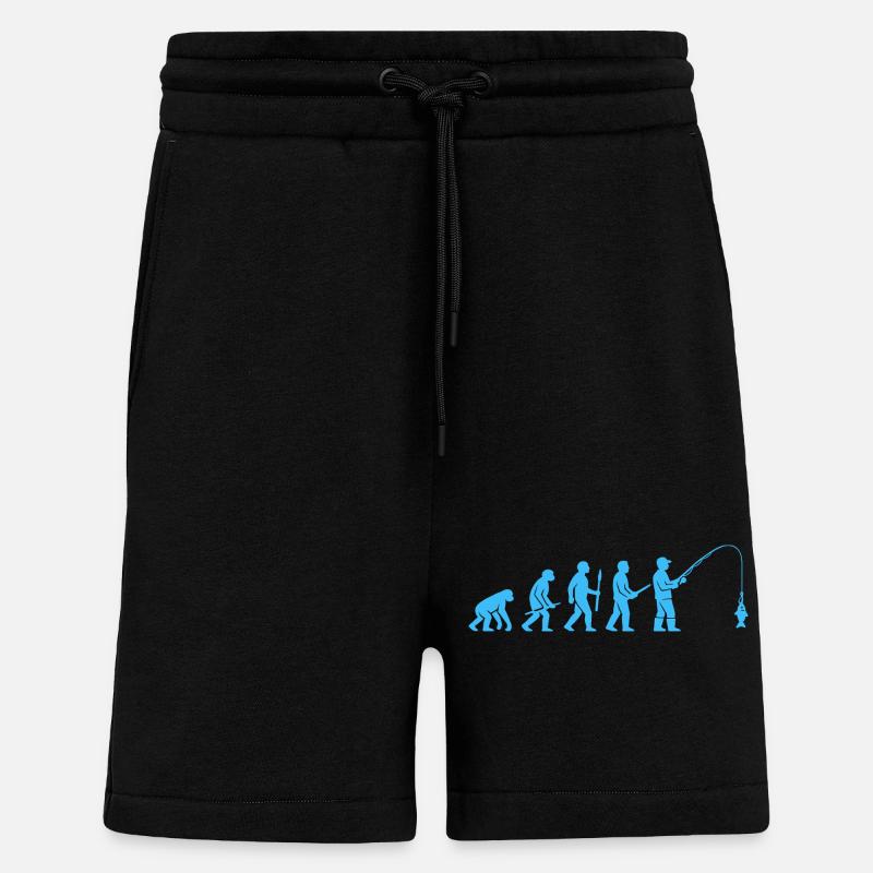 Angler-Evolution: Von Steinzeit zu Fang - Shorts - made by SPREAD - SOLID BLACK