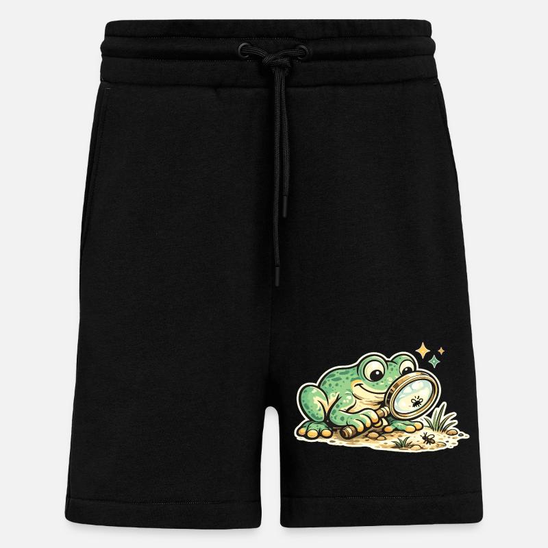 Frosch mit Lupe auf Spurensuche - Shorts - made by SPREAD - SOLID BLACK