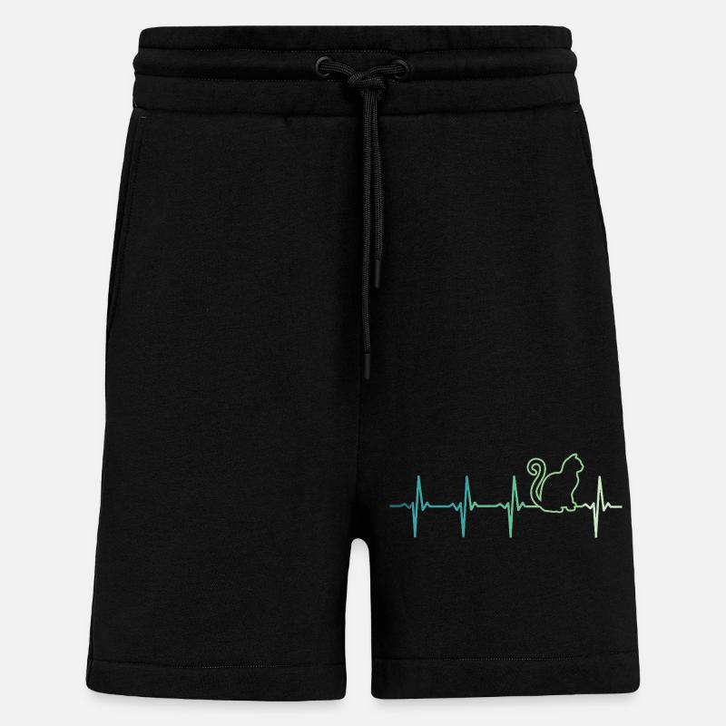 chat battement de coeur chats - Short bio décontracté fabriqué en UE - SOLID BLACK