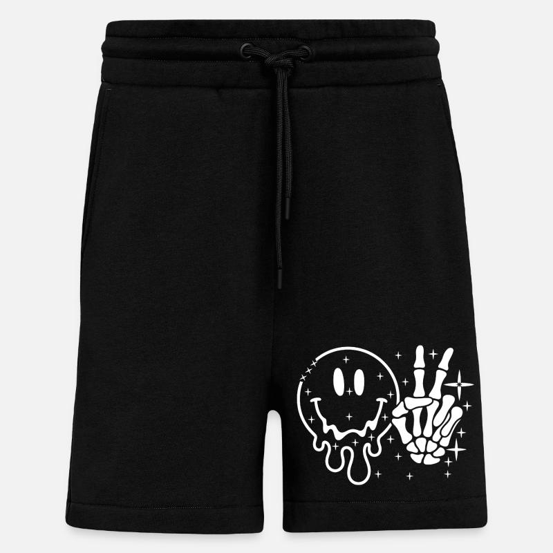 Crâne souriant Main de la Paix - Short bio décontracté fabriqué en UE - SOLID BLACK
