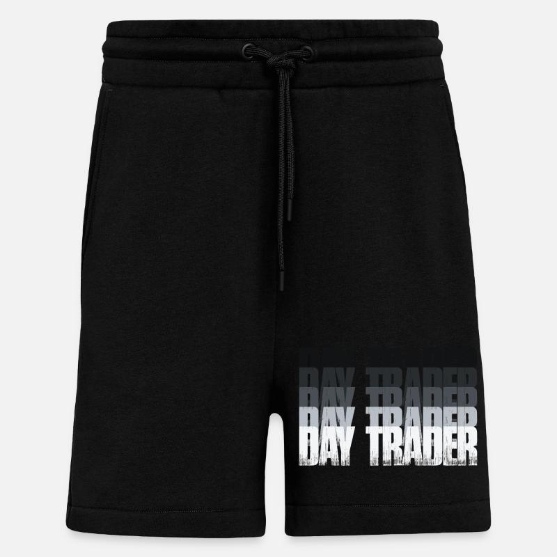 Day Trader Marché boursier Trader boursier - Short bio décontracté fabriqué en UE - SOLID BLACK