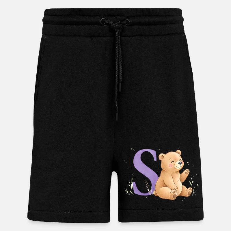 S Bär Alphabetsbild mit Teddybär - Shorts - made by SPREAD - SOLID BLACK