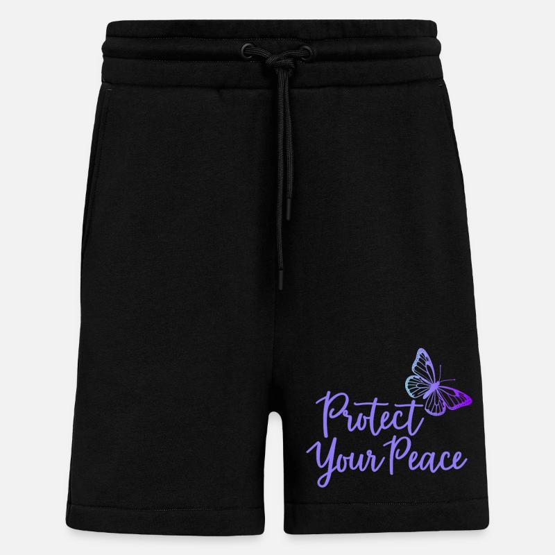 Protégez votre paix papillon paix intérieure - Short bio décontracté fabriqué en UE - SOLID BLACK
