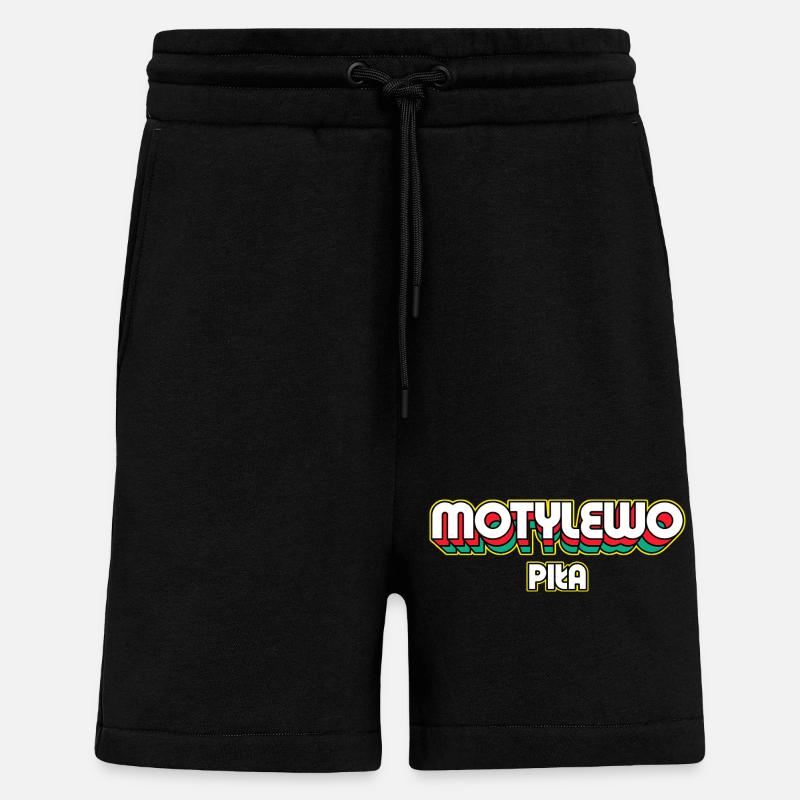 Papillon Piła. Nom du district rétro - Short bio décontracté fabriqué en UE - SOLID BLACK