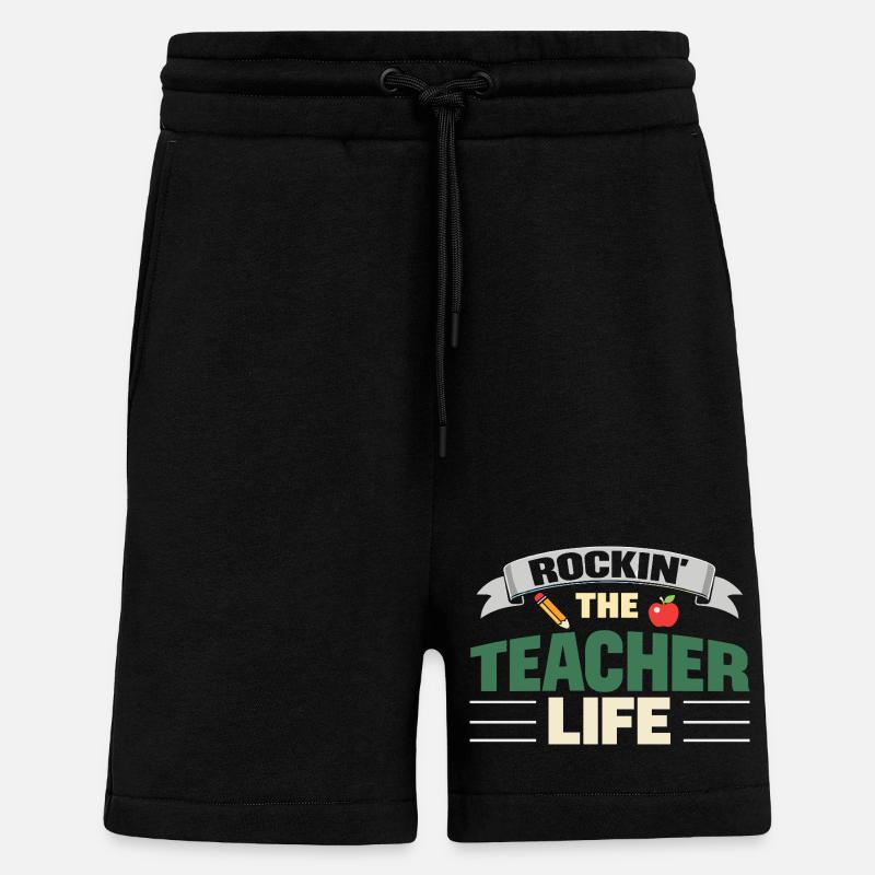 Rockin la vie d’enseignant : Dicton. - Short bio décontracté fabriqué en UE - SOLID BLACK