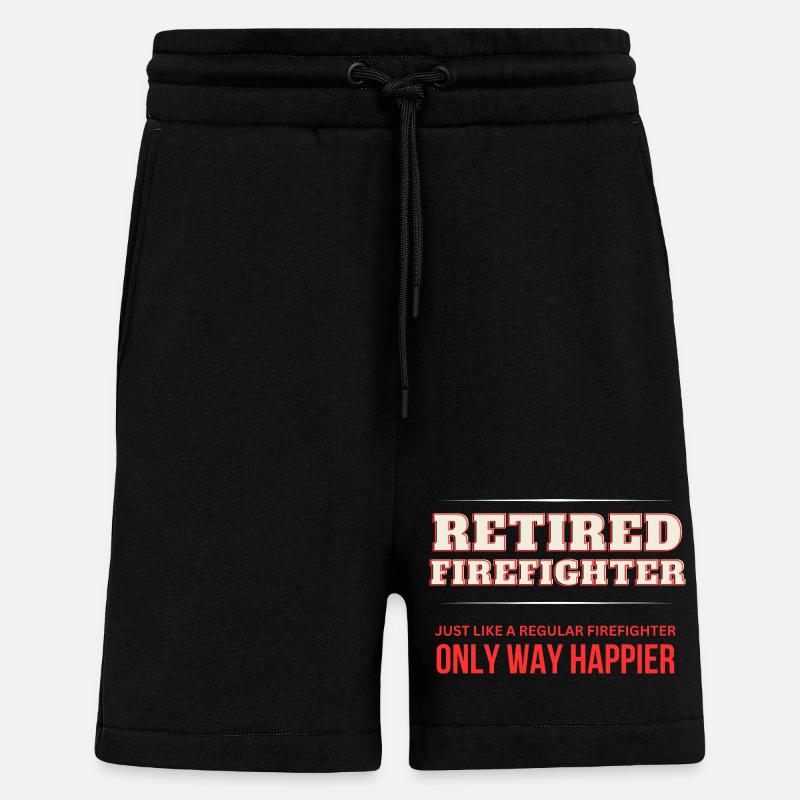 Pompier retraité - Seulement plus heureux - Short bio décontracté fabriqué en UE - SOLID BLACK