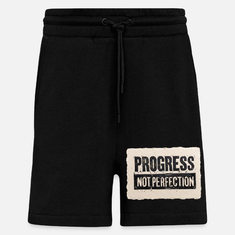 Progress-not-perfection - Shorts - made by SPREAD - SOLID BLACK