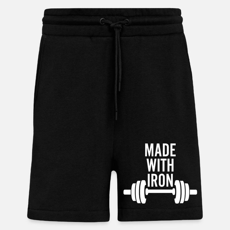 Hergestellt mit Eisen-Gewichtheben - Shorts - made by SPREAD - SOLID BLACK