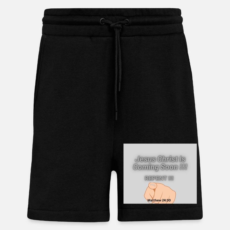Jésus-Christ arrive bientôt !! - Short bio décontracté fabriqué en UE - SOLID BLACK