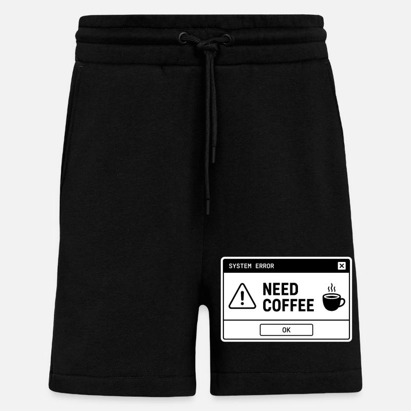  SYSTEM ⚠️ ERROR – NEED COFFEE  - Shorts - made by SPREAD - SOLID BLACK