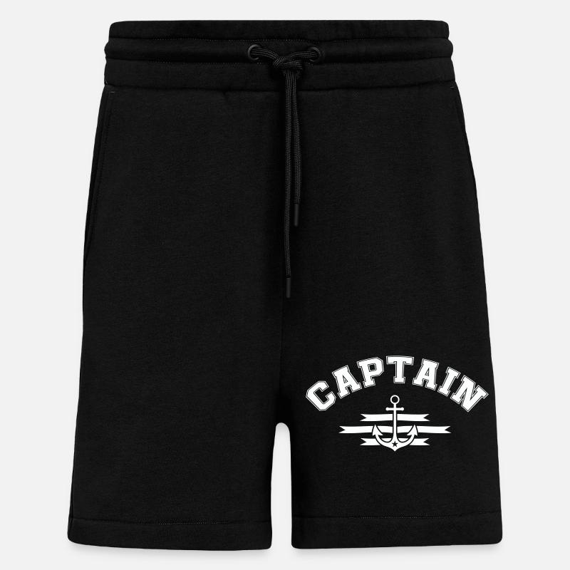 Emblème de l’ancre du capitaine - Short bio décontracté fabriqué en UE - SOLID BLACK