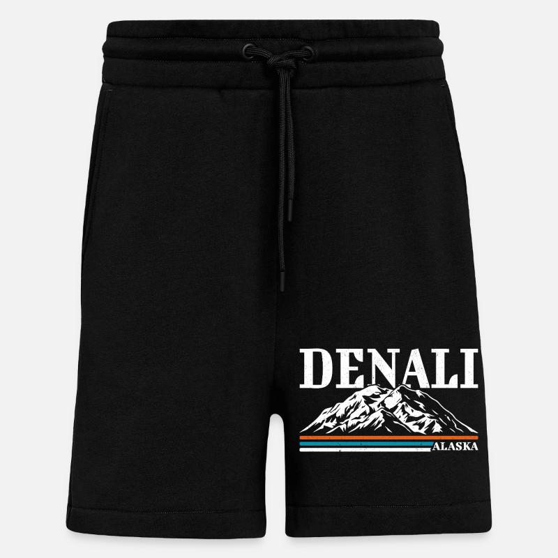 Parc national d’Alaska Denalis Rétro - Short bio décontracté fabriqué en UE - SOLID BLACK