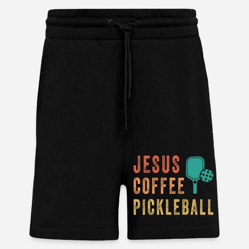 Jesus Coffee Pickleball - Short bio décontracté fabriqué en UE - SOLID BLACK