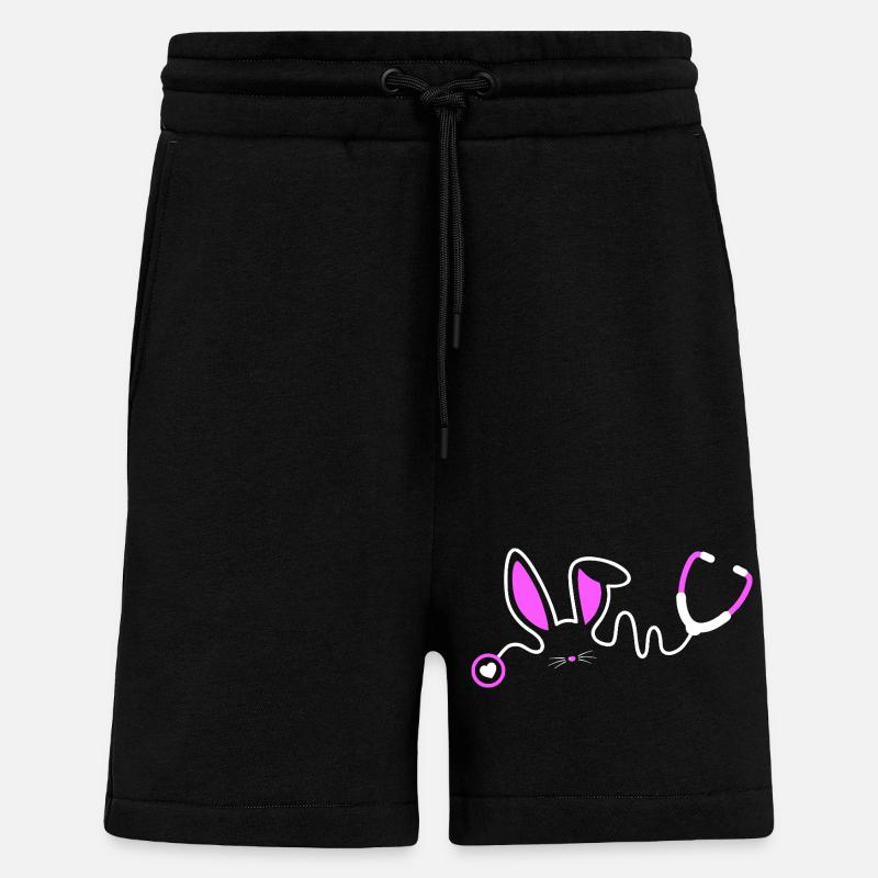 Fantaisie de lapin stéthoscope - Short bio décontracté fabriqué en UE - SOLID BLACK
