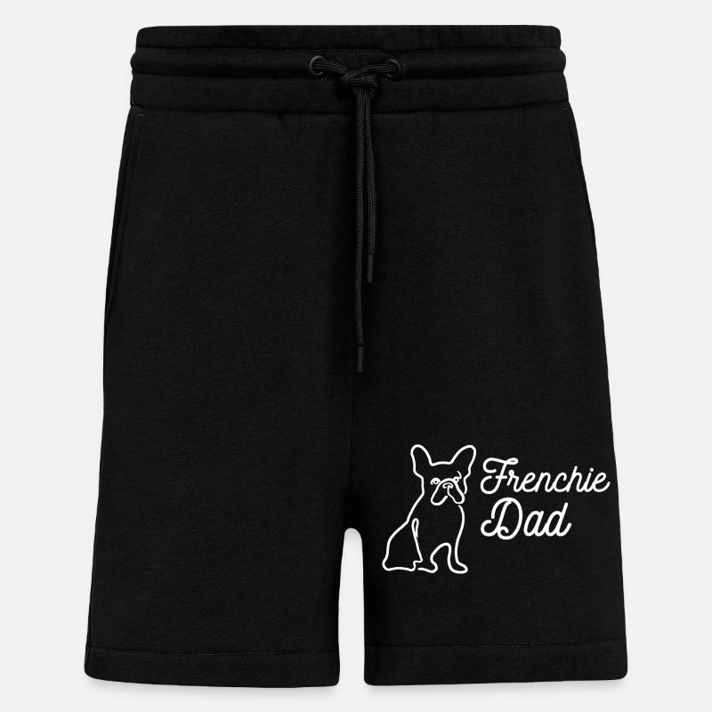 Frenchie Dad Outline Lineart - Shorts - made by SPREAD - SOLID BLACK