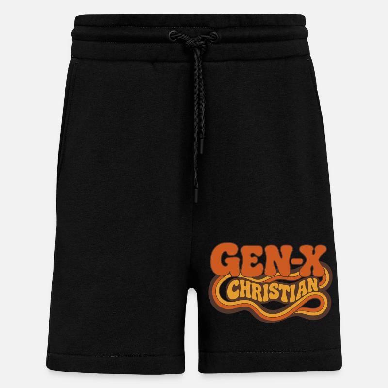 Gen-X Christian Retro Logo - Shorts - made by SPREAD - SOLID BLACK