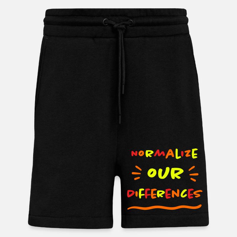 Normalize our Differences - Inclusion - neon - Shorts - made by SPREAD - SOLID BLACK