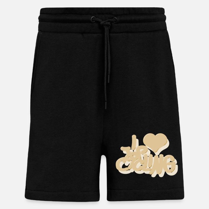 I_love_Cycling_beige - Shorts - made by SPREAD - SOLID BLACK