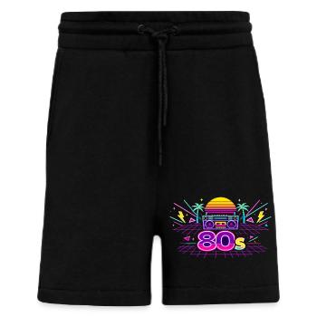 Neon 80s Boombox Sunset - Shorts - made by SPREAD - SOLID BLACK - Front