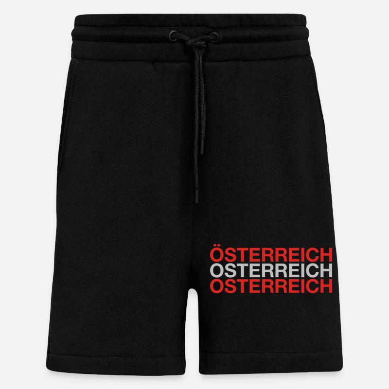 AUTRICHE Drapeau de l’Autriche - Short bio décontracté fabriqué en UE - SOLID BLACK