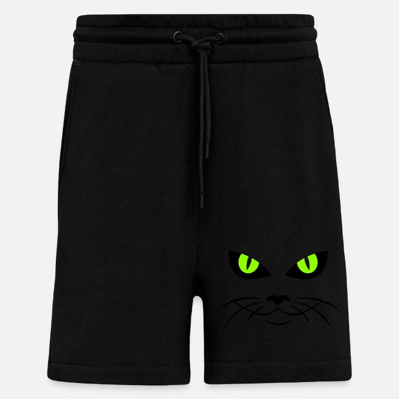 cat face - katzengesicht - Short bio décontracté fabriqué en UE - SOLID BLACK