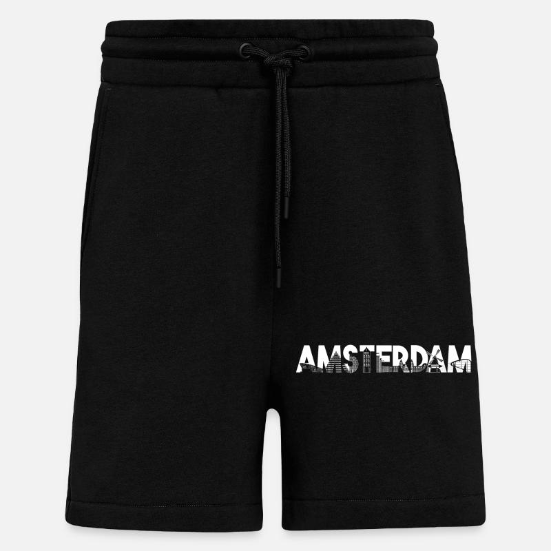 Amsterdam Skyline Silhouette - Shorts - made by SPREAD - SOLID BLACK