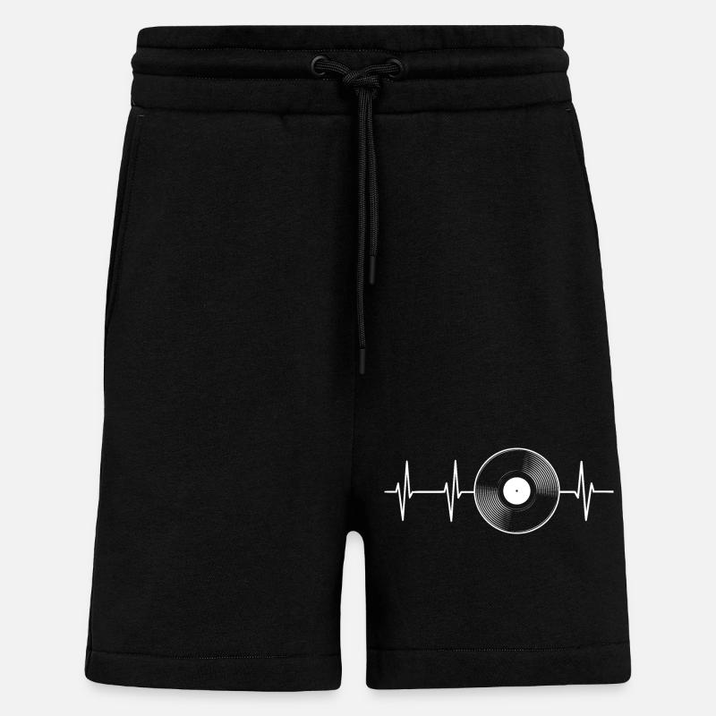 Vinyl Heart Pulse ECG - Shorts - made by SPREAD - SOLID BLACK