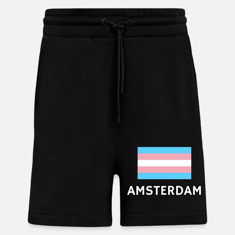 Trans Pride Flagge Amsterdam - Shorts - made by SPREAD - SOLID BLACK