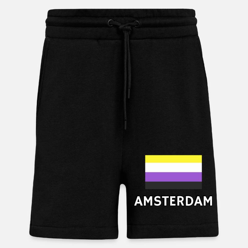 Non binary Pride Flag Amsterdam - Shorts - made by SPREAD - SOLID BLACK