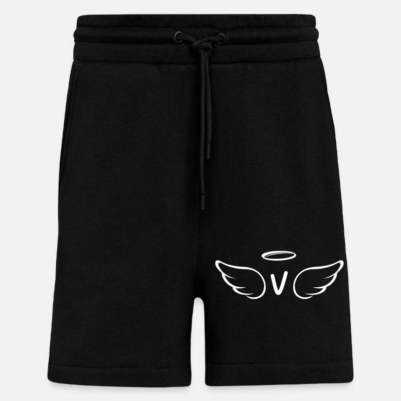 Lettre v ailes d’ange - Short bio décontracté fabriqué en UE - SOLID BLACK