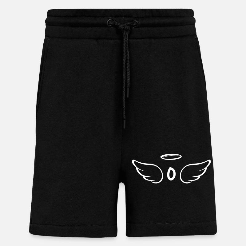Lettre o ailes d’ange - Short bio décontracté fabriqué en UE - SOLID BLACK