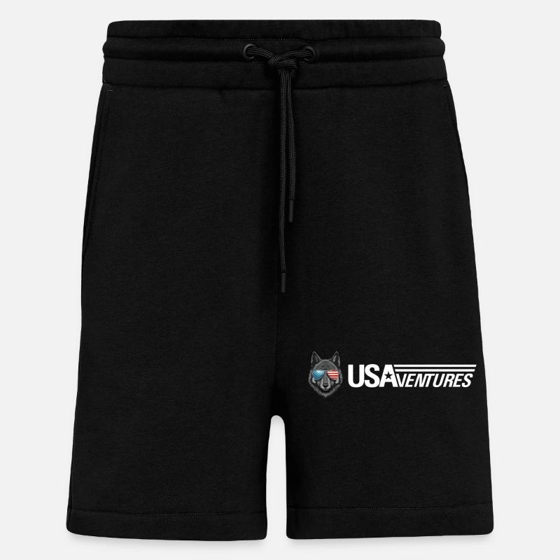 Logo loup usaventures - Short bio décontracté fabriqué en UE - SOLID BLACK