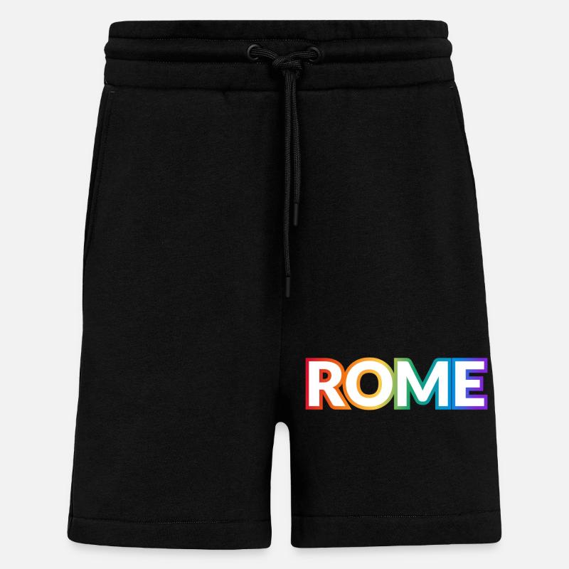 ROME PRIDE rainbow text - Shorts - made by SPREAD - SOLID BLACK