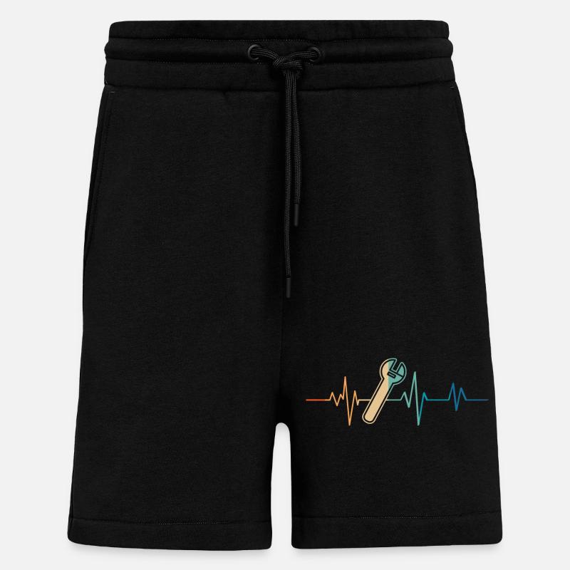 Retro Heartbeat Adjustable Wrench - Shorts - made by SPREAD - SOLID BLACK