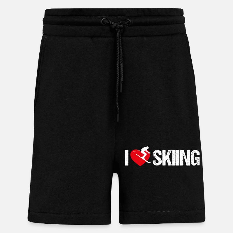 J’adore le ski - Short bio décontracté fabriqué en UE - SOLID BLACK