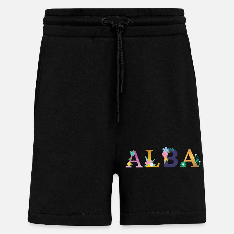 ALBA Name mit Blumen geschmückt - Shorts - made by SPREAD - SOLID BLACK