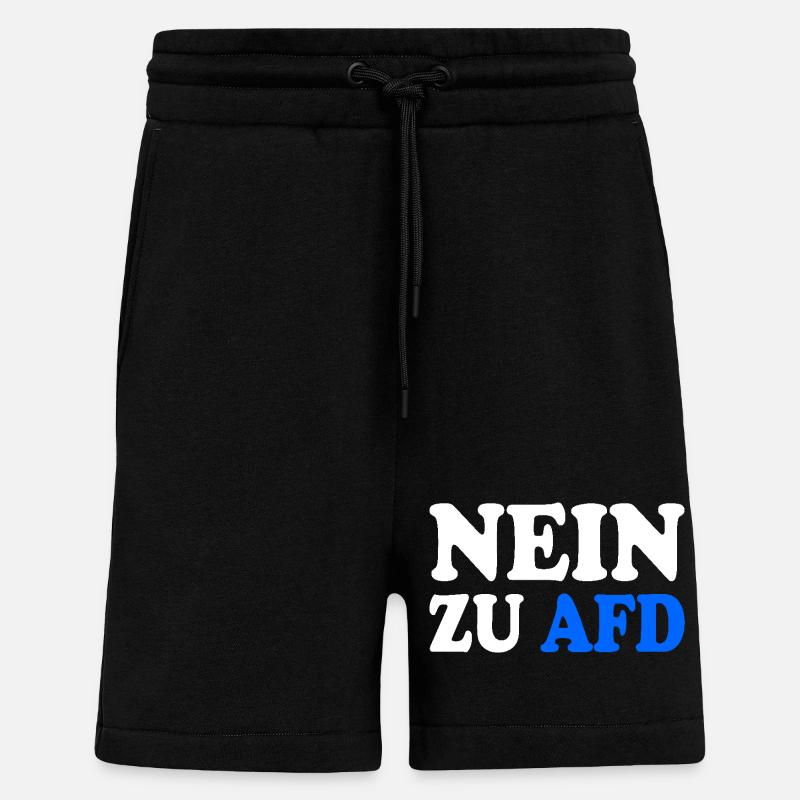 Non à afd - Short bio décontracté fabriqué en UE - SOLID BLACK