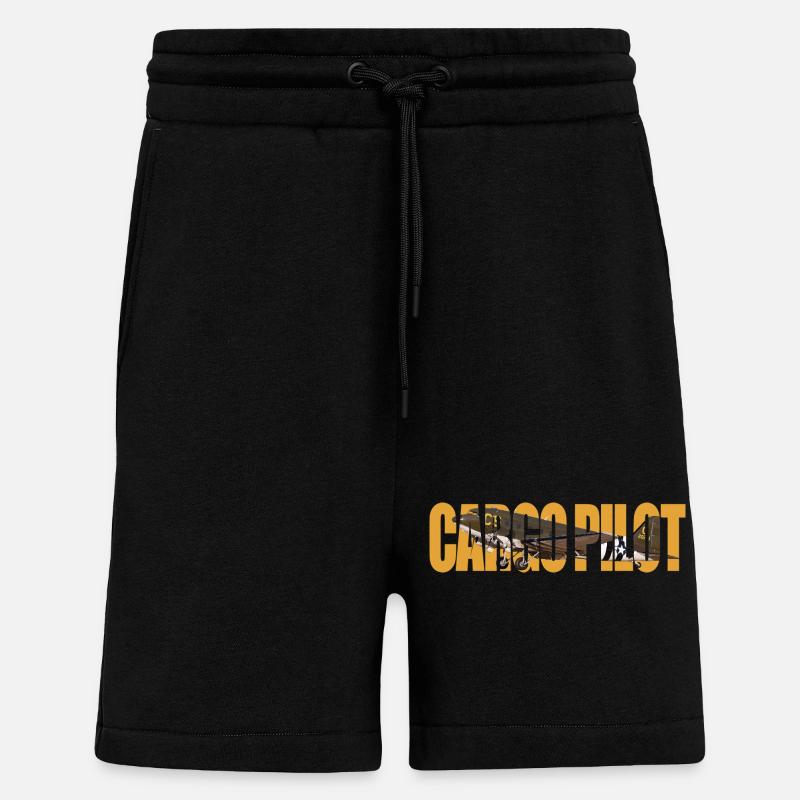 Pilote cargo C-47 - Short bio décontracté fabriqué en UE - SOLID BLACK