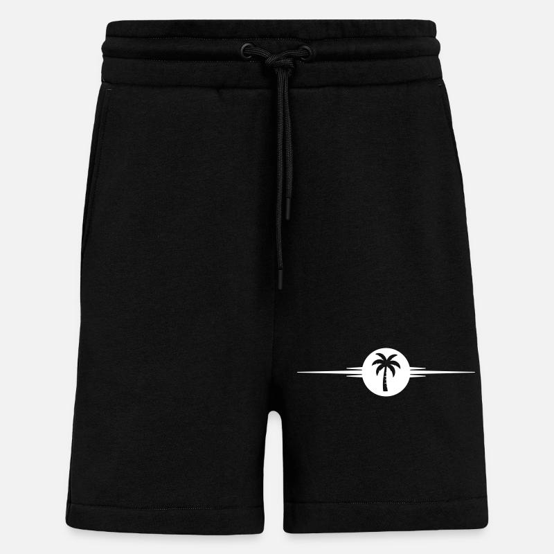 Palm tree line icon - Shorts - made by SPREAD - SOLID BLACK