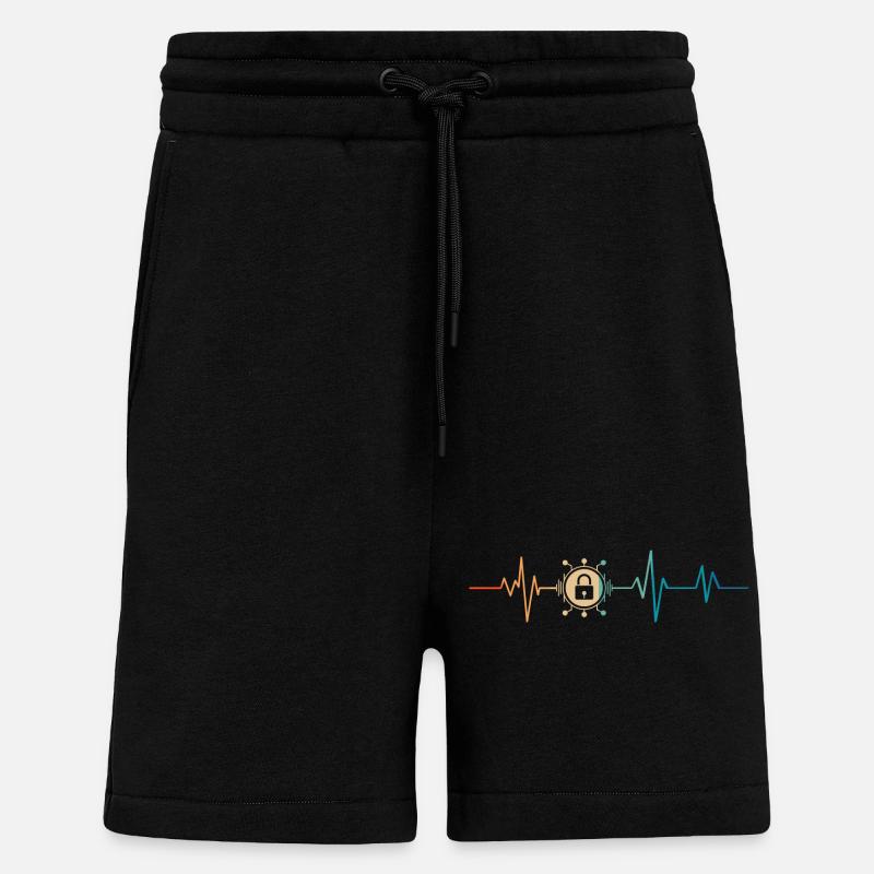 Retro Heartbeat Cyber Security - Shorts - made by SPREAD - SOLID BLACK
