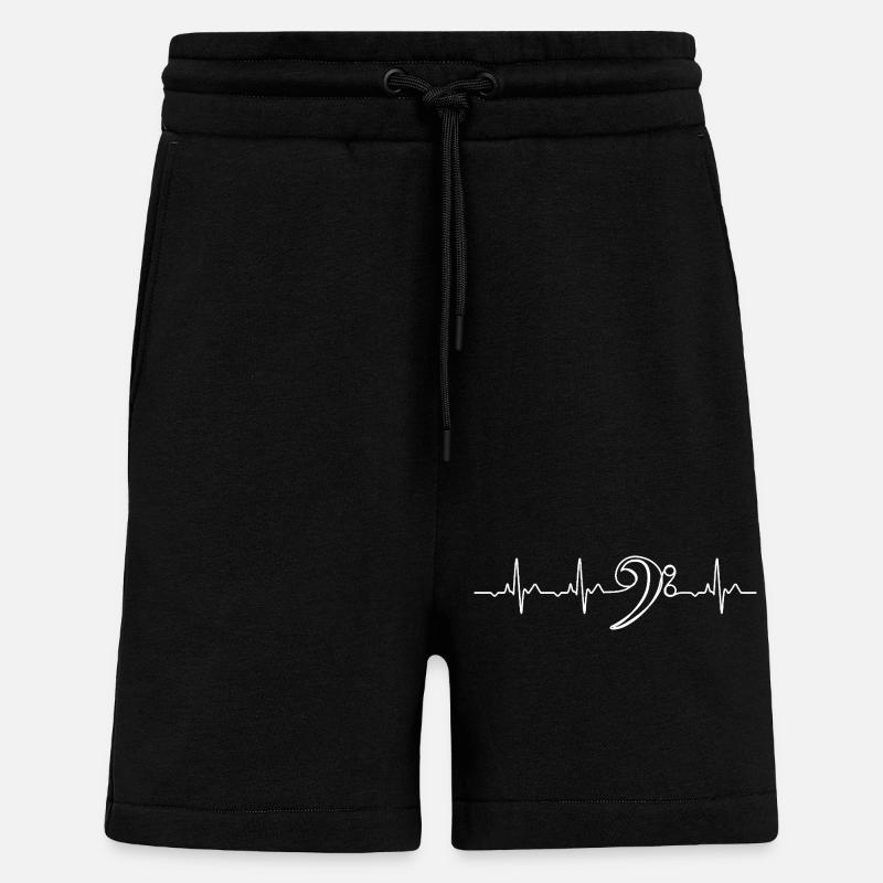 Clé de Fa Heartbeat Mélomane - Short bio décontracté fabriqué en UE - SOLID BLACK