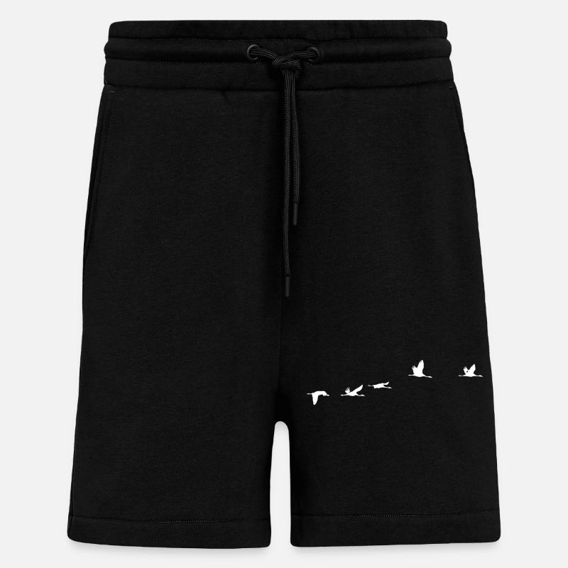 Oiseaux migrateurs blanc grue - Short bio décontracté fabriqué en UE - SOLID BLACK