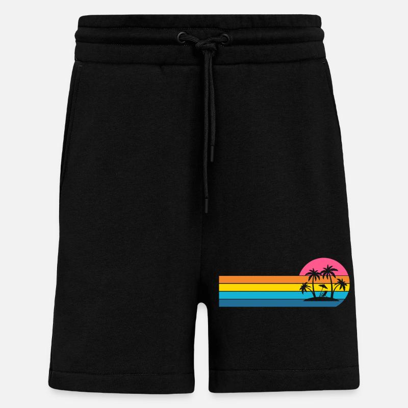 Palmiers de l’île - Short bio décontracté fabriqué en UE - SOLID BLACK