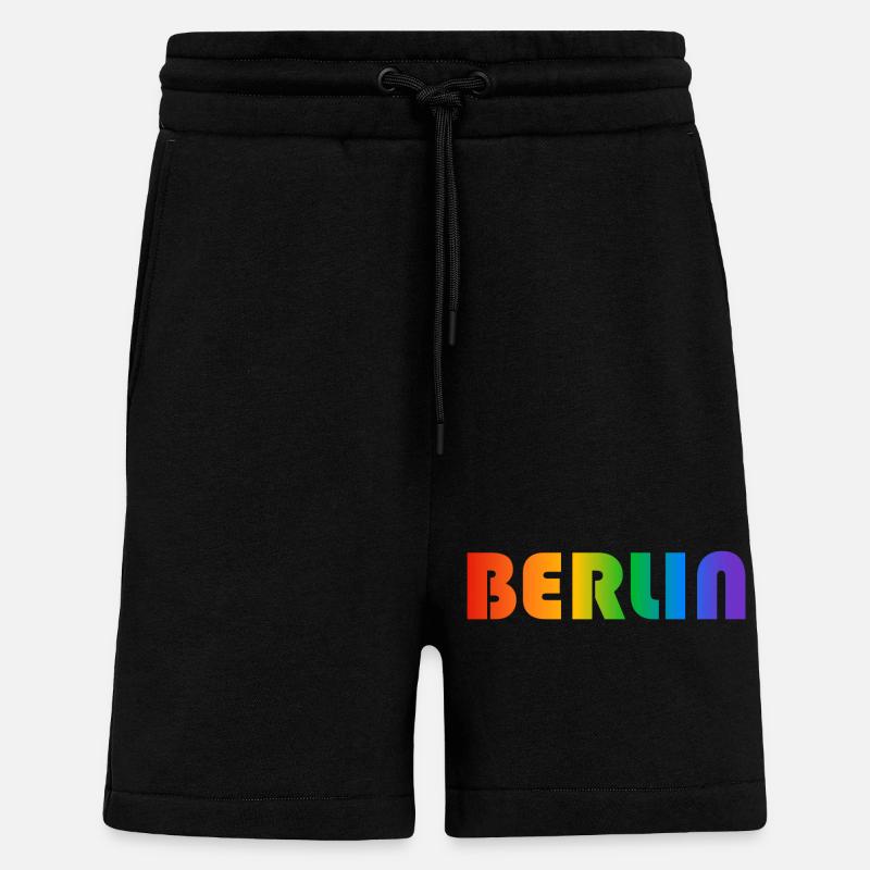 Berlin Rainbow Text - Shorts - made by SPREAD - SOLID BLACK